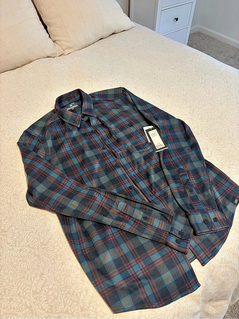 Rhone Hardy Flannel Shirt Plaid Flannel Shirt Blue & Red Size Small NWT